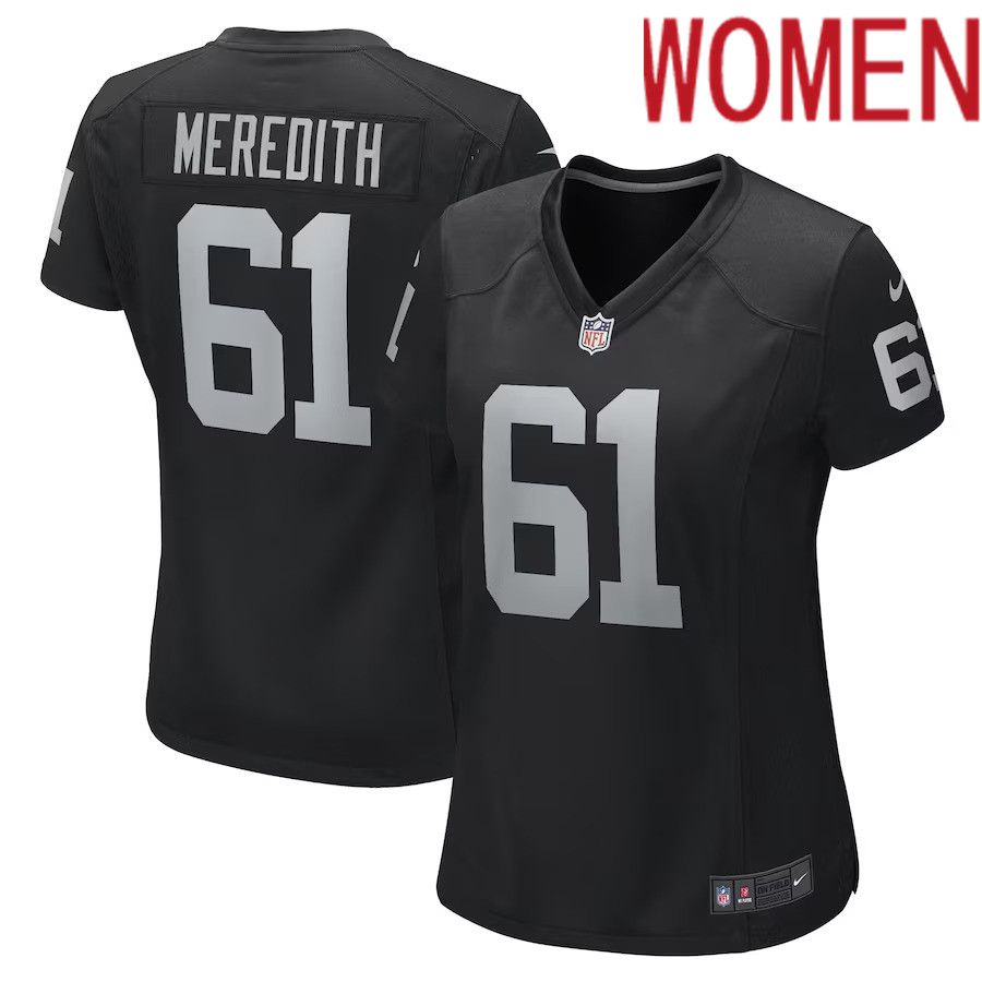 Women Las Vegas Raiders 61 Jordan Meredith Nike Black Game Player NFL Jersey
